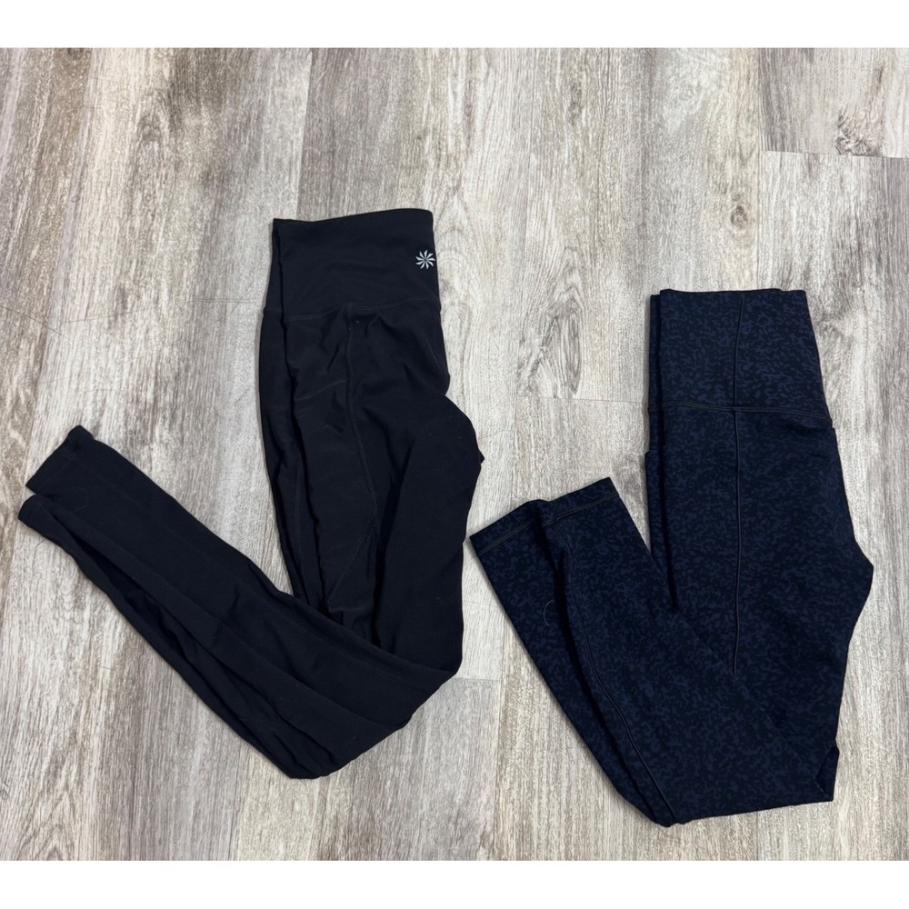 Athleta Salutation Stash Pocket Gravel Tight Navy  and Black Chaturanga Print XS